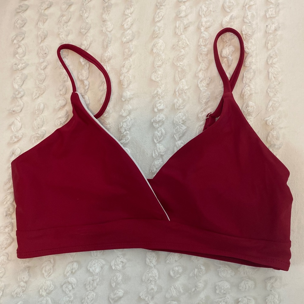 Shein red maroon v-neck bikini top